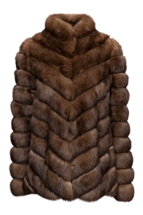 Chevron Natural Russian Sable Fur Jacket