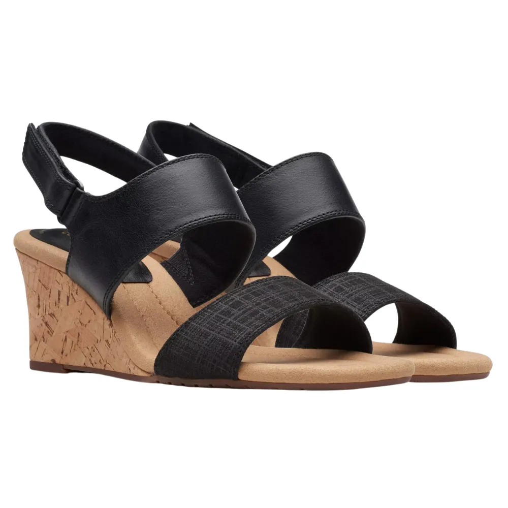 Clarks Kyarra Faye Black Leather Sandal (Women's)