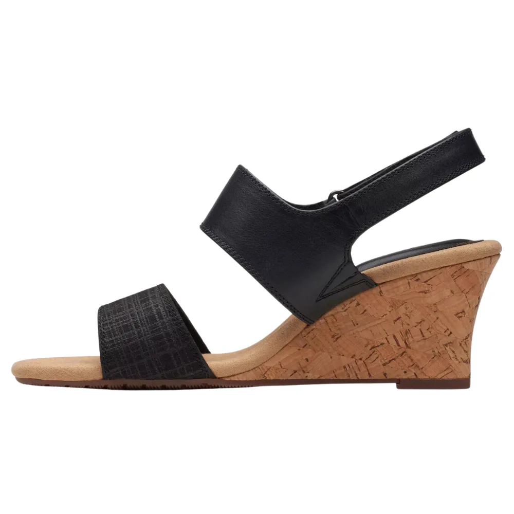 Clarks Kyarra Faye Black Leather Sandal (Women's)