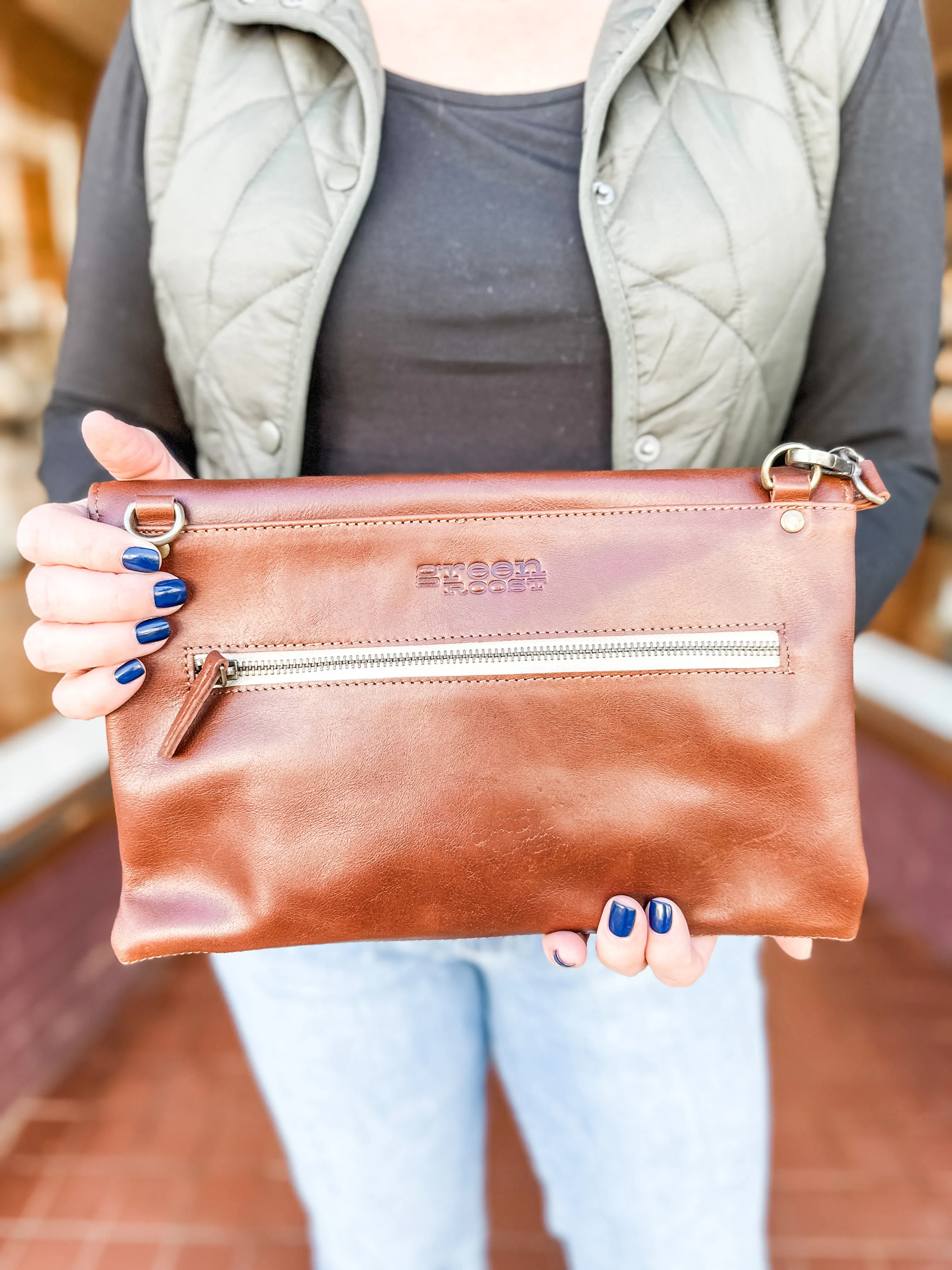 Convertible Crossbody & Clutch in Chestnut   Black (India Collection)