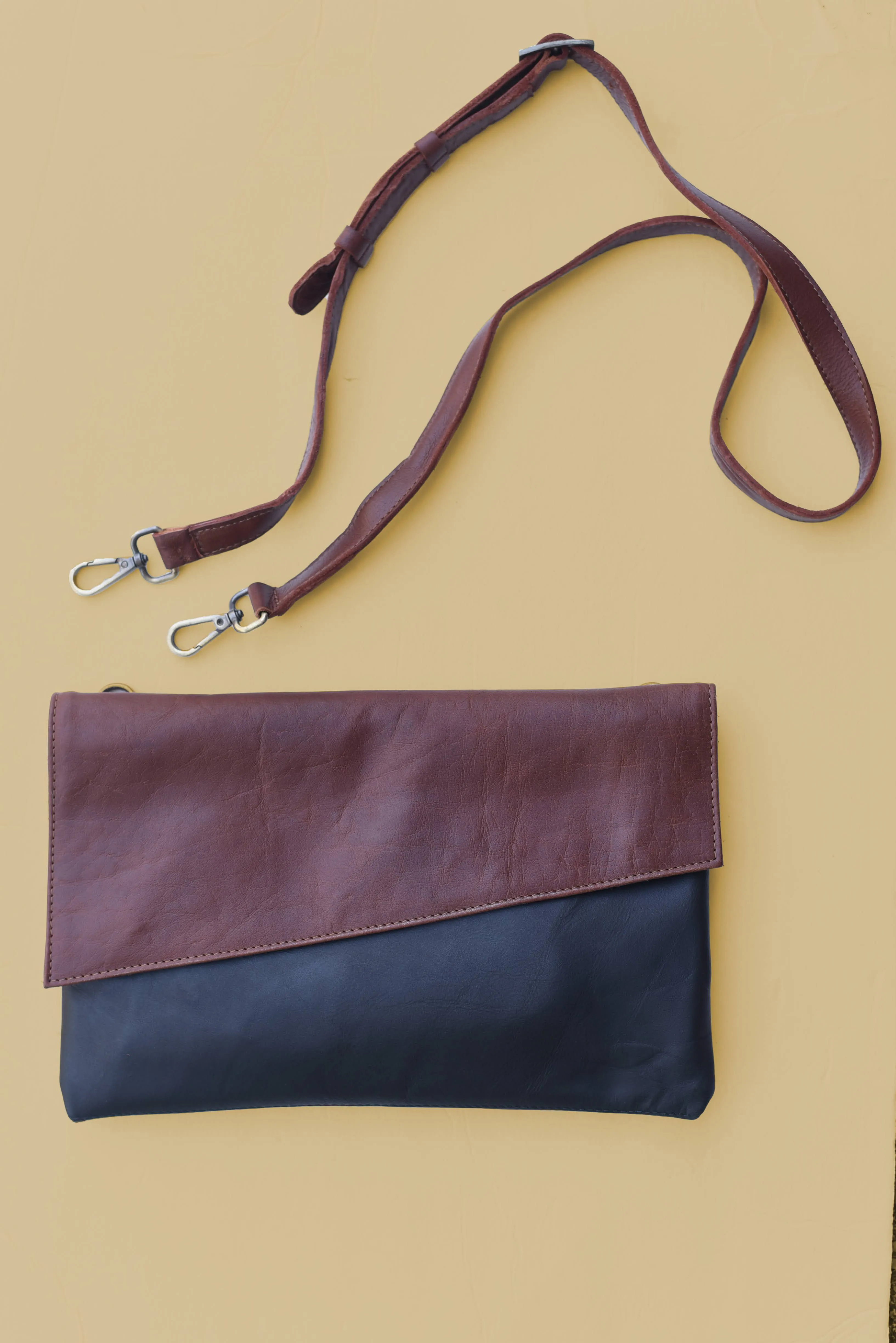 Convertible Crossbody & Clutch in Chestnut   Black (India Collection)