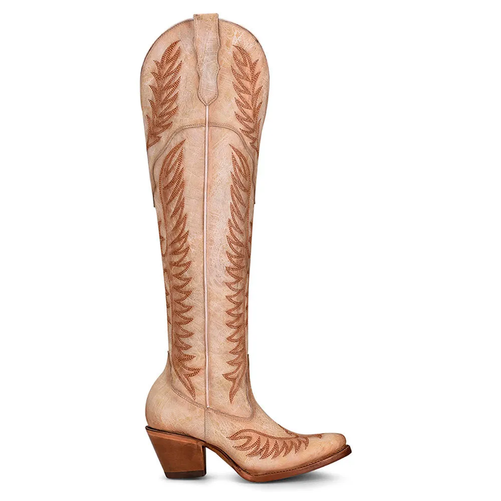 Corral White Embroidery & Tall Top Cowgirl Leather Boots