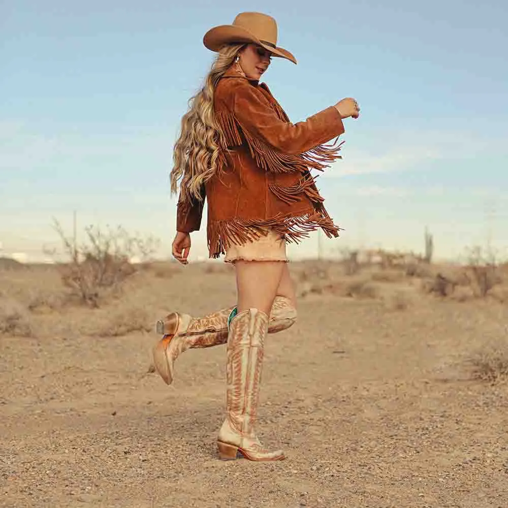 Corral White Embroidery & Tall Top Cowgirl Leather Boots