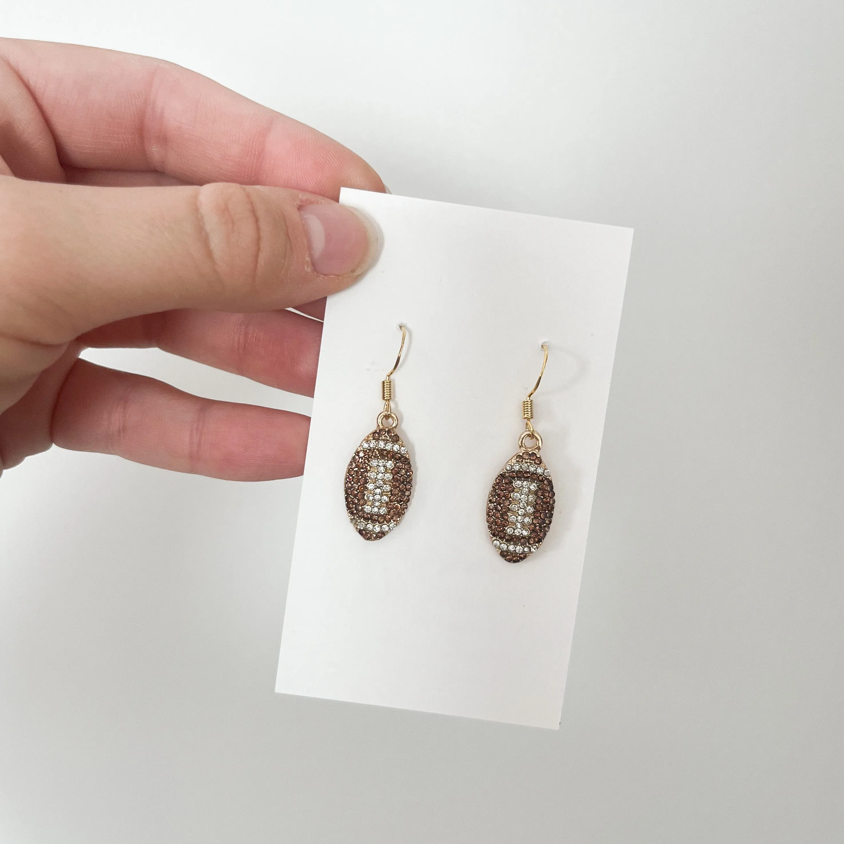 Dainty Diamond Football Earrings