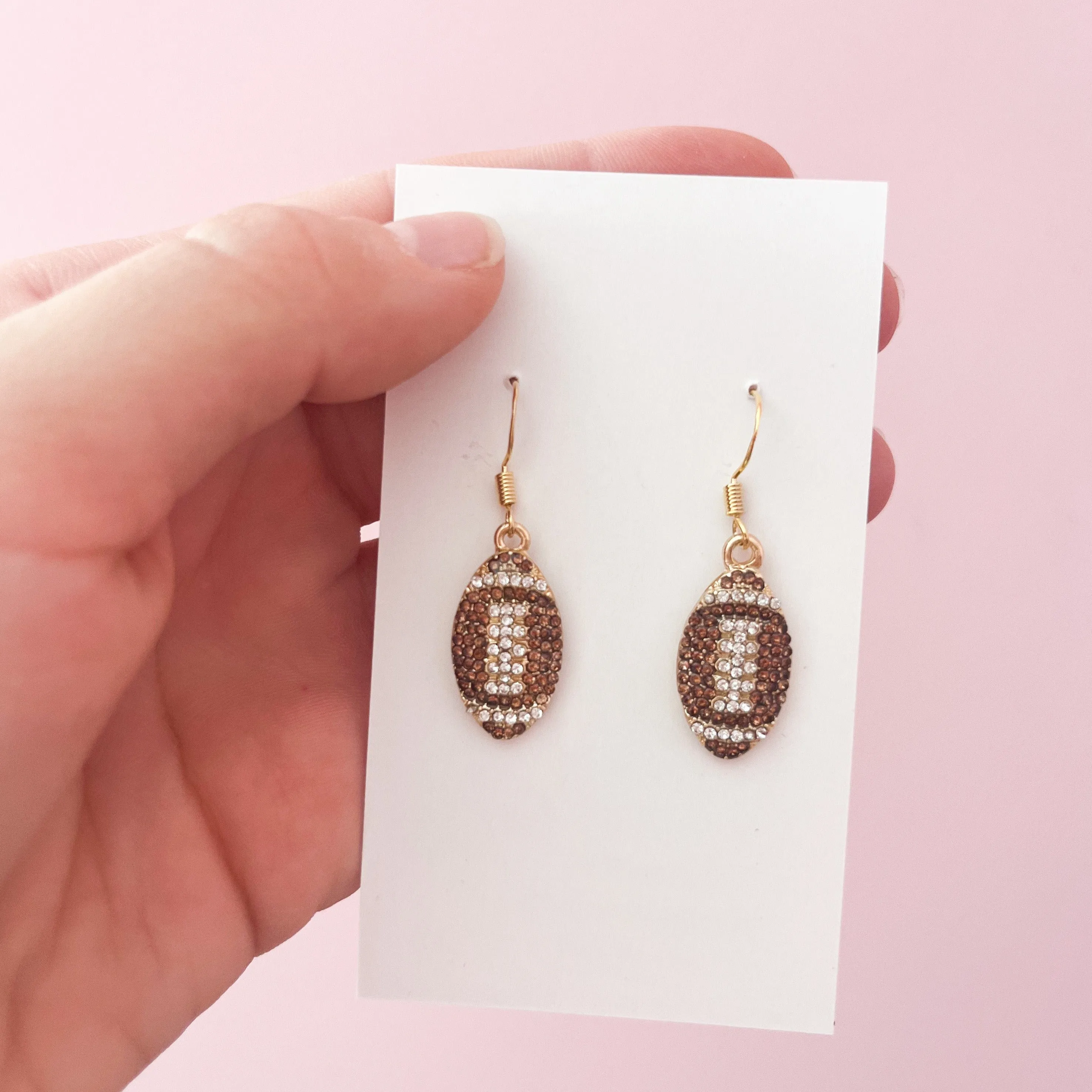 Dainty Diamond Football Earrings