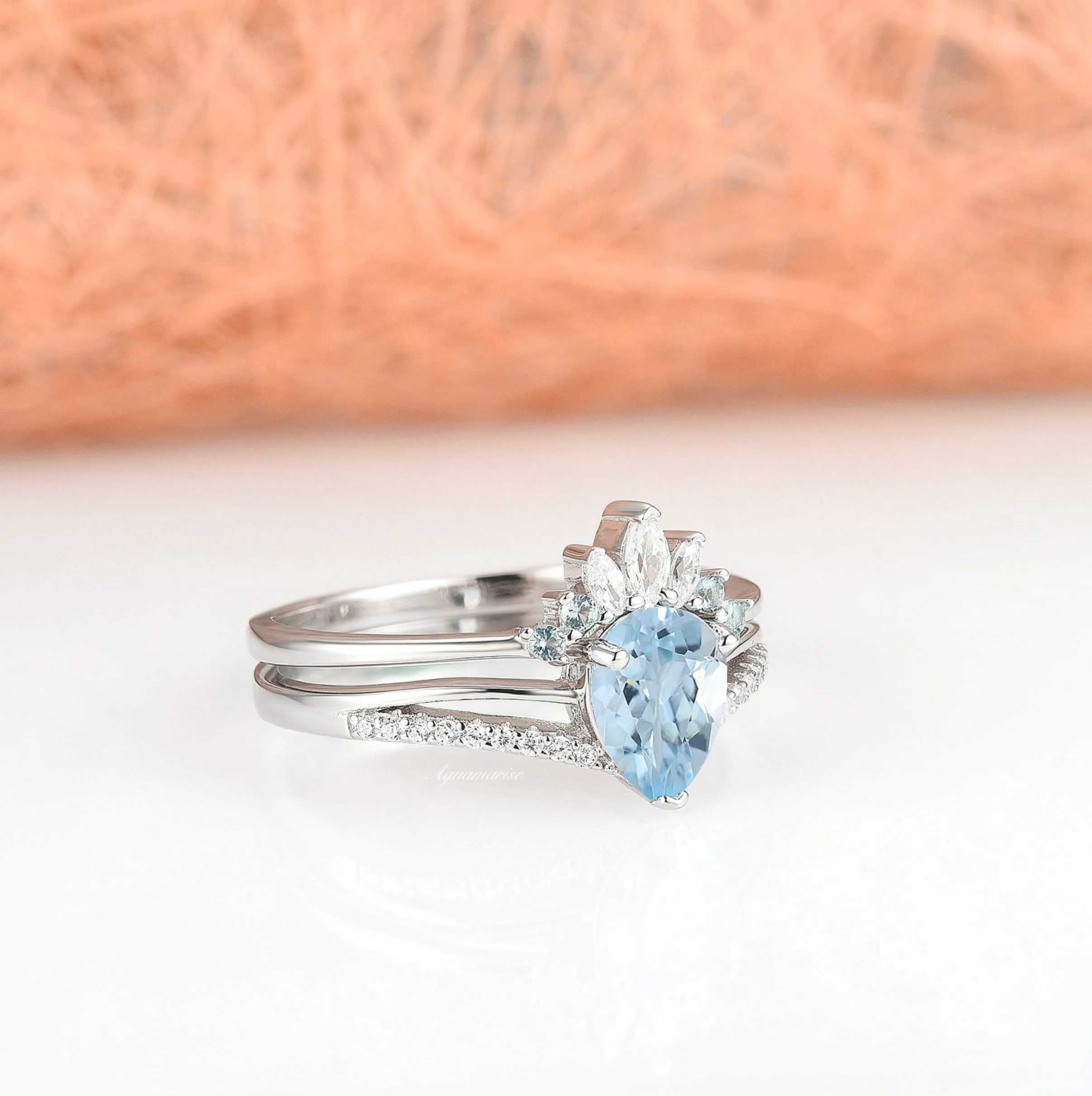 Dakota Aquamarine Ring Set- Sterling Silver