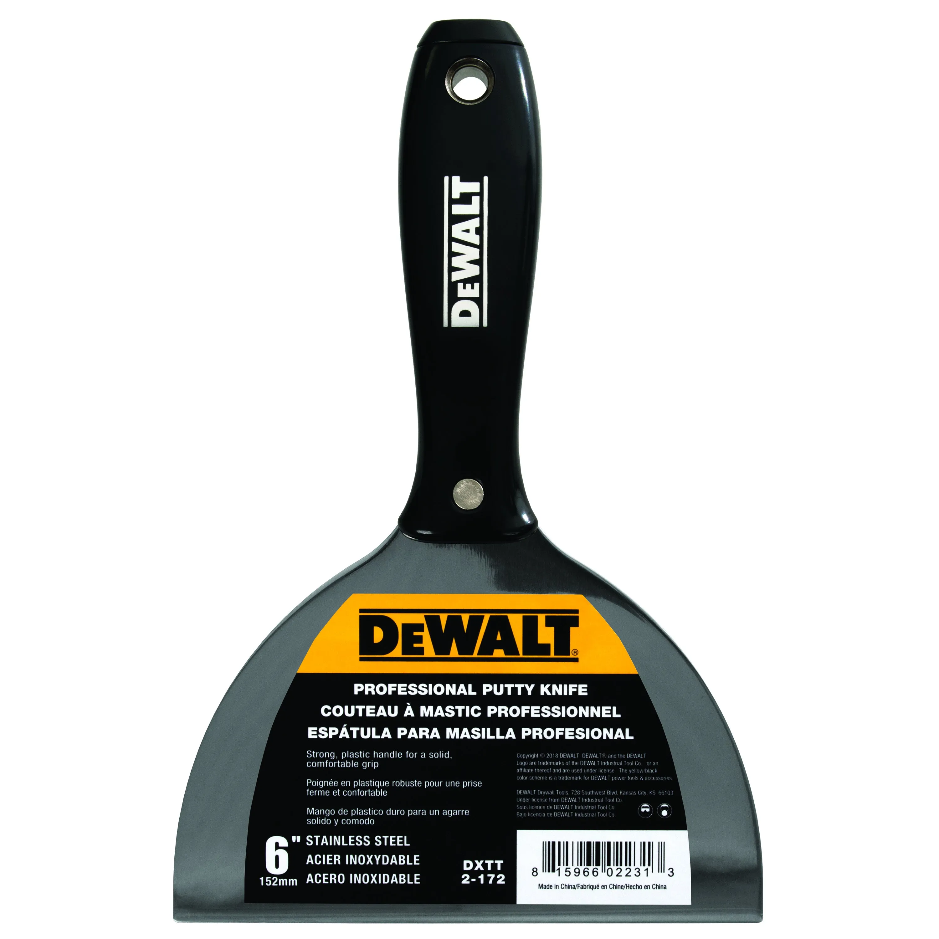 DeWalt Tools Stainless Steel Putty/Finishing Knife – Black Plastic Handle