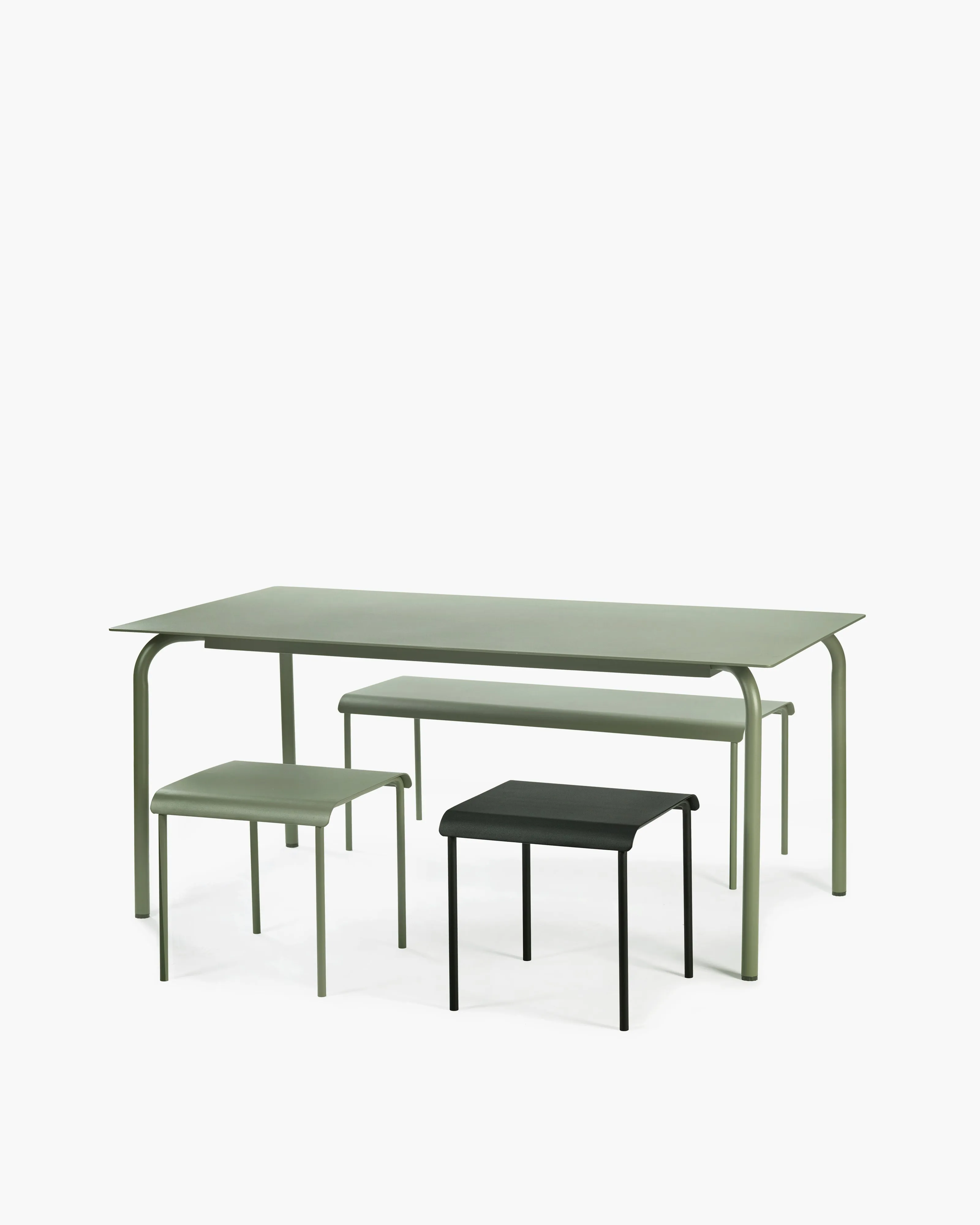 Dining table S aluminium eucalyptus green August