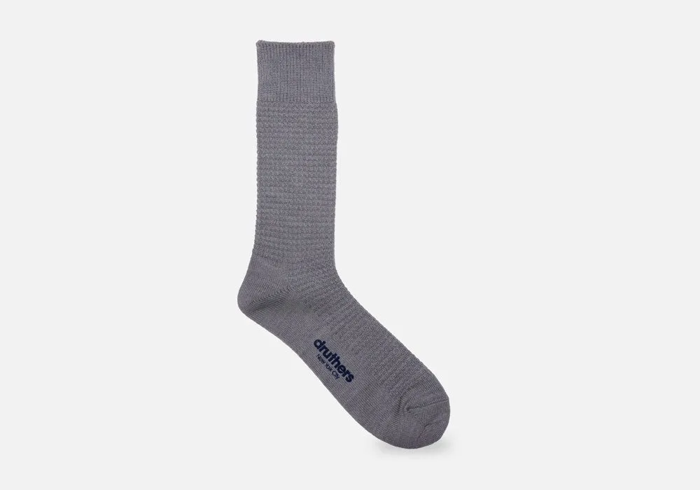 Druthers Heather Grey Merino Wool Waffle Sock