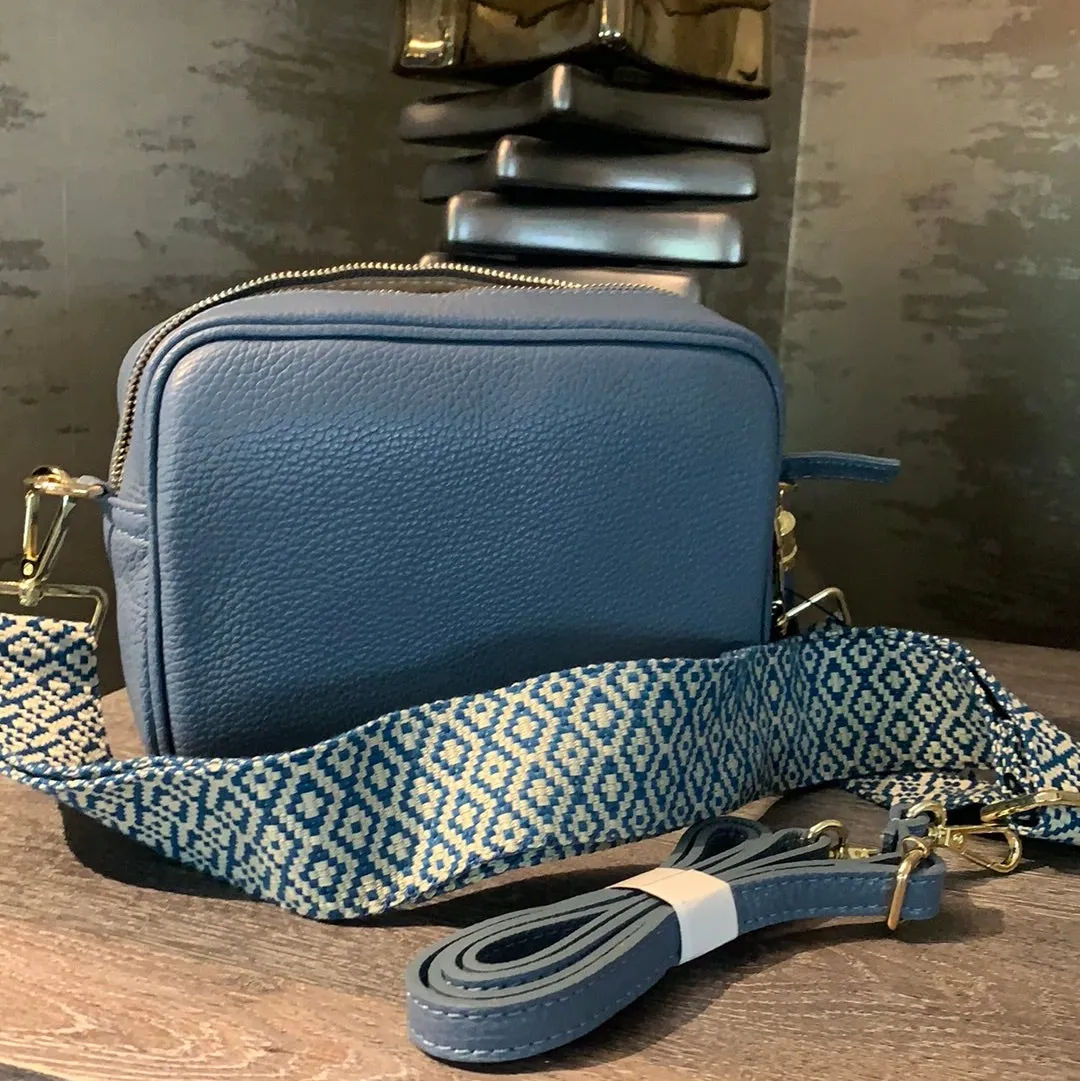 Elie Beaumont Lt Blue Leather Crossbody Bag