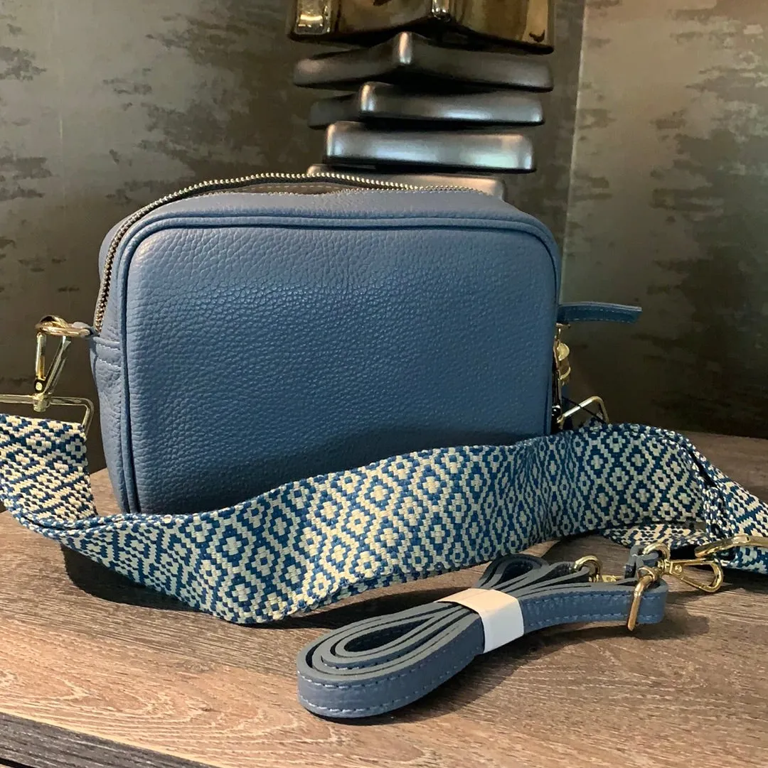 Elie Beaumont Lt Blue Leather Crossbody Bag