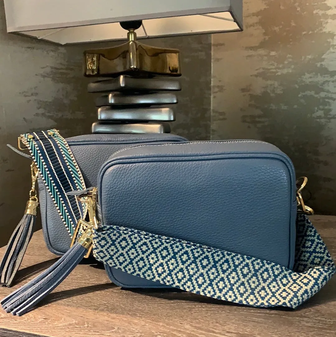 Elie Beaumont Lt Blue Leather Crossbody Bag