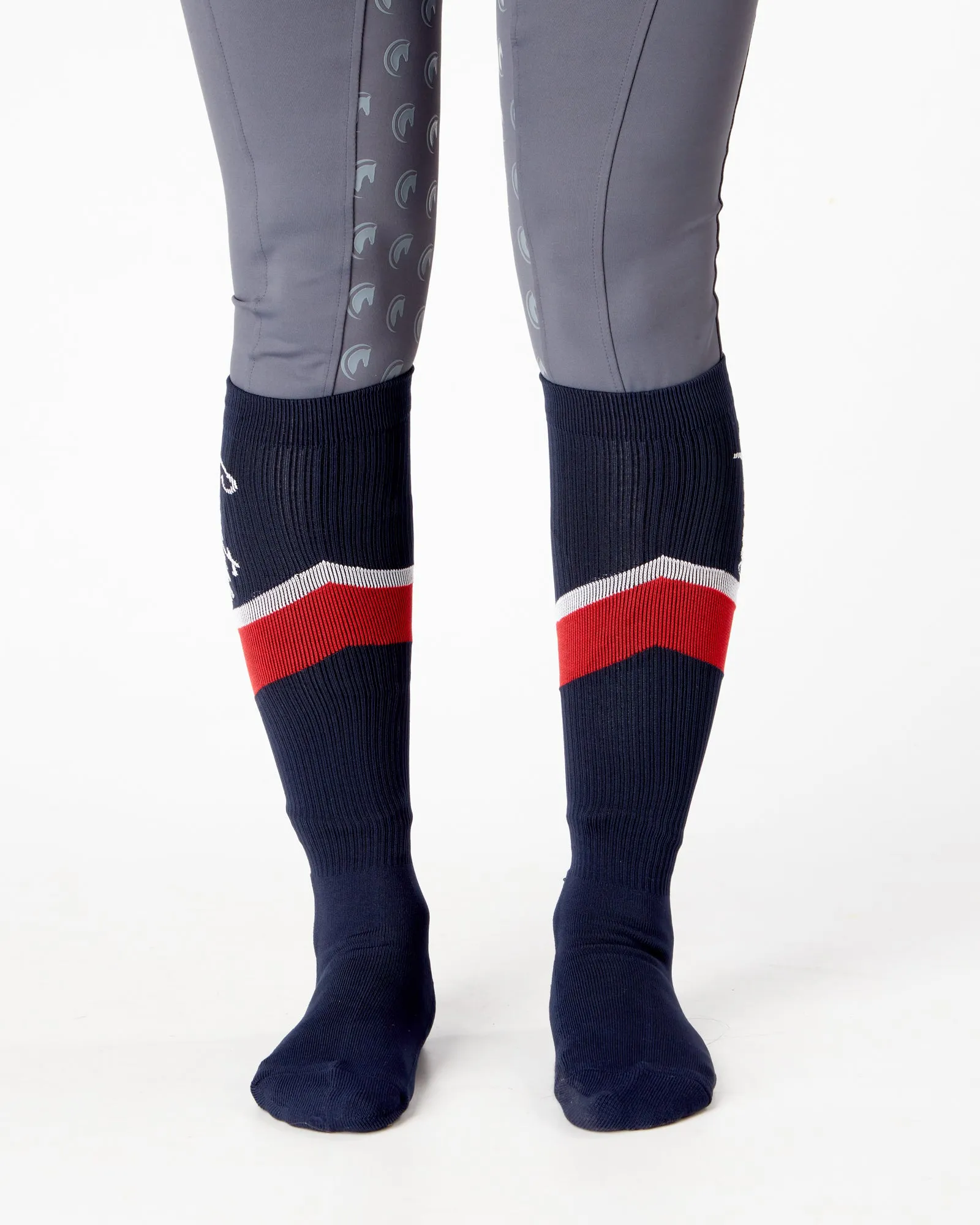 EQC TEAM Technical Riding Socks - NAVY/RED/WHITE