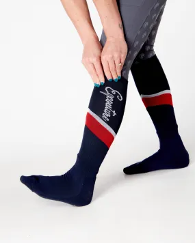 EQC TEAM Technical Riding Socks - NAVY/RED/WHITE