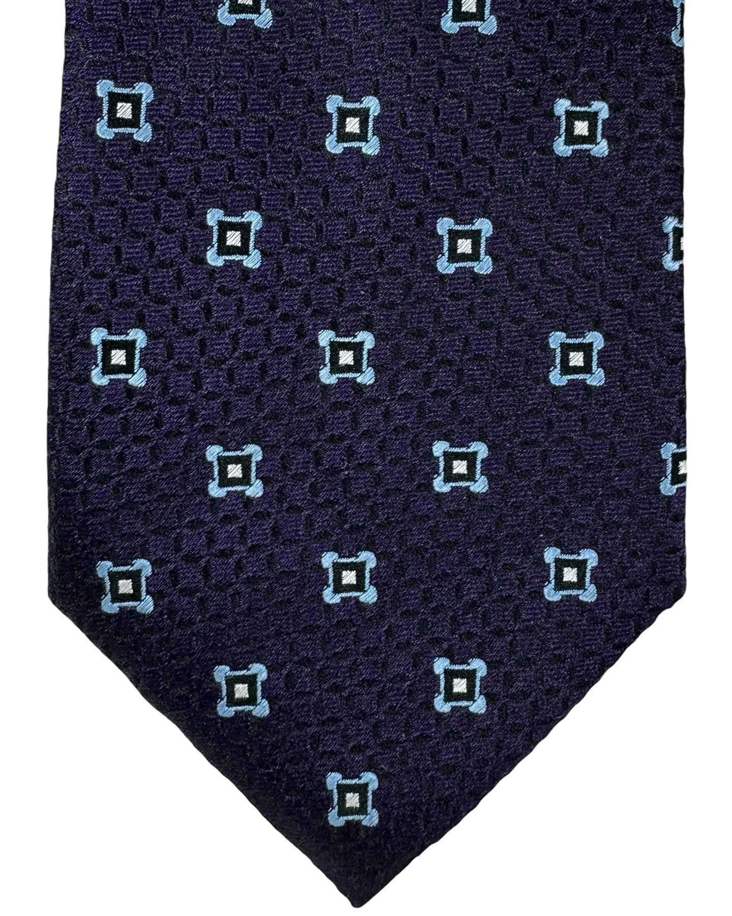 Ermenegildo Zegna Tie Purple Black Sky Blue Geometric - 100 Fili