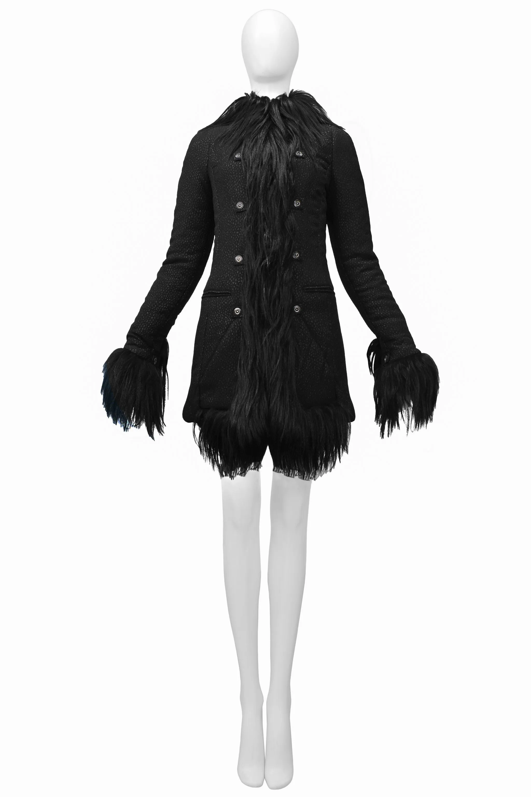 GIANFRANCO FERRE BLACK GOAT FUR COAT