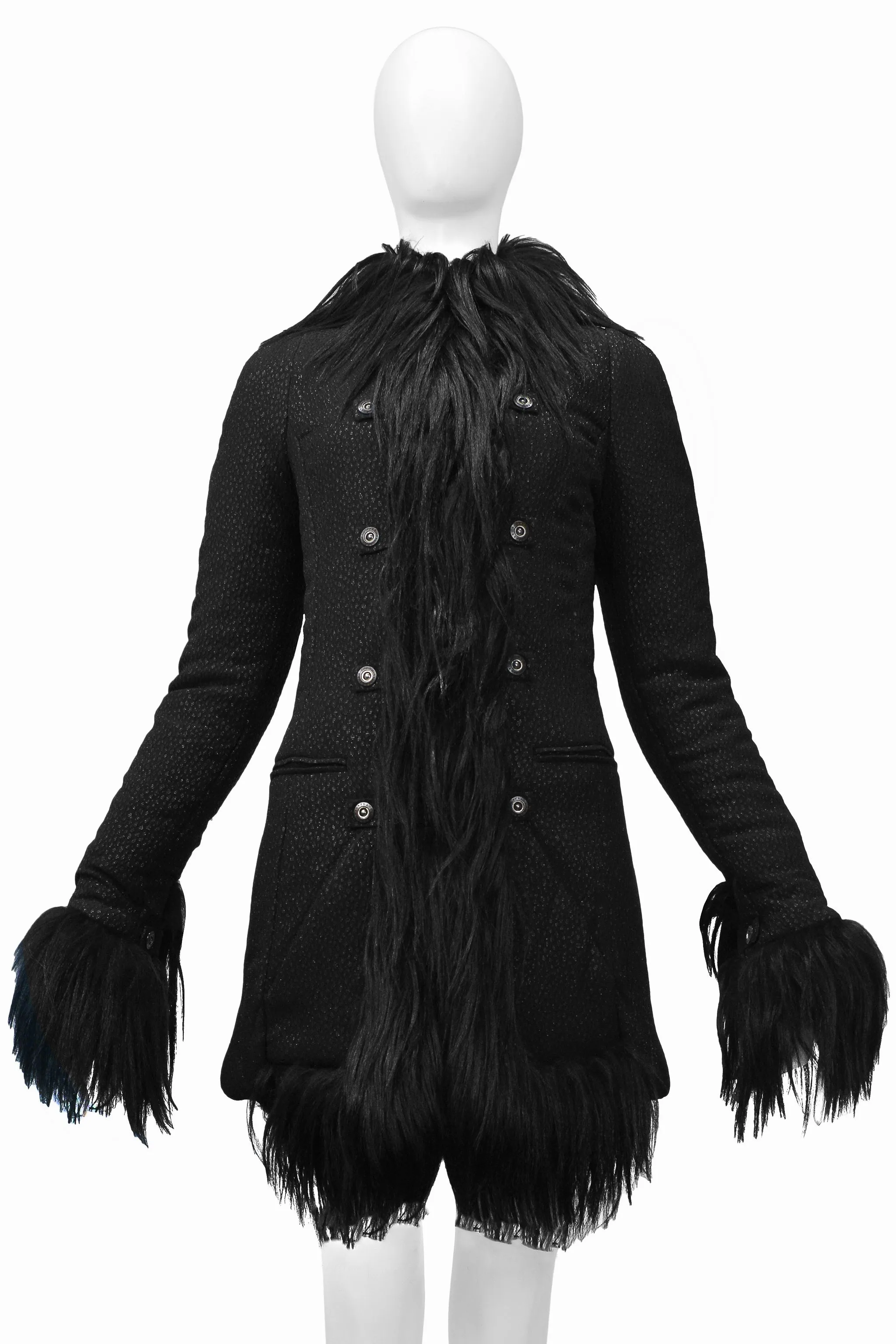 GIANFRANCO FERRE BLACK GOAT FUR COAT