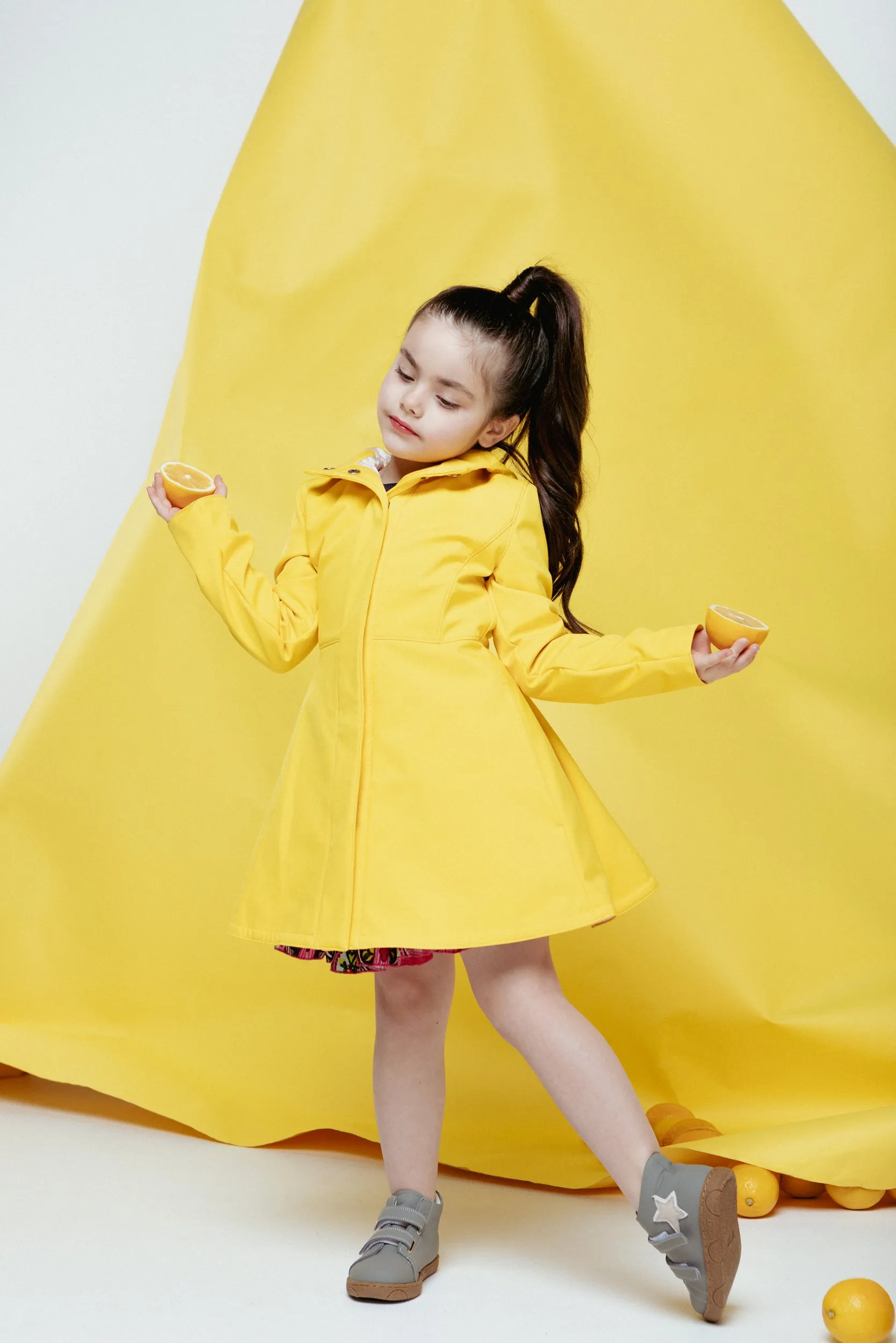 Girls' Yellow Coat with Hood | 'Yellow Sun'