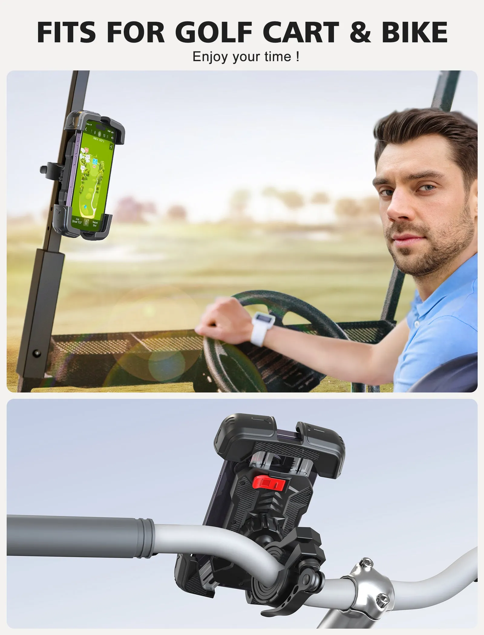 Golf Cart Phone Holder Compatible with iPhone 14 Samsung & Big Phone