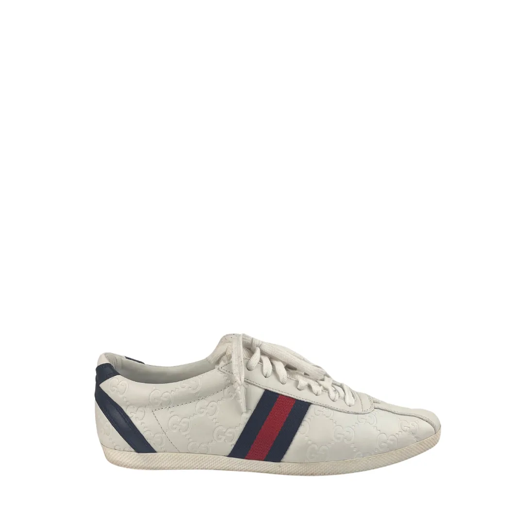 Gucci White Guccissima Web Sneakers - Size 40.5