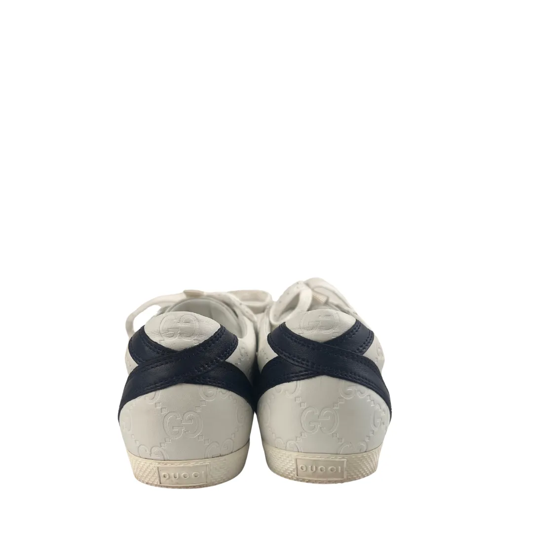 Gucci White Guccissima Web Sneakers - Size 40.5