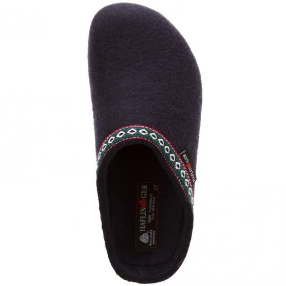 Haflinger GZ10 Classic Wool Grizzly Clog NAVY (Uni)