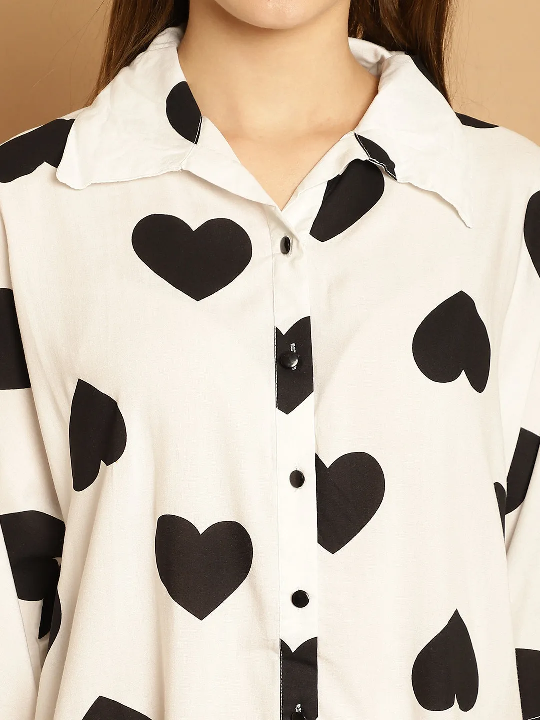 Heart shaped Retro Print Sleep Shirt