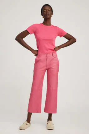 Hot Pink Leather Cropped Trousers