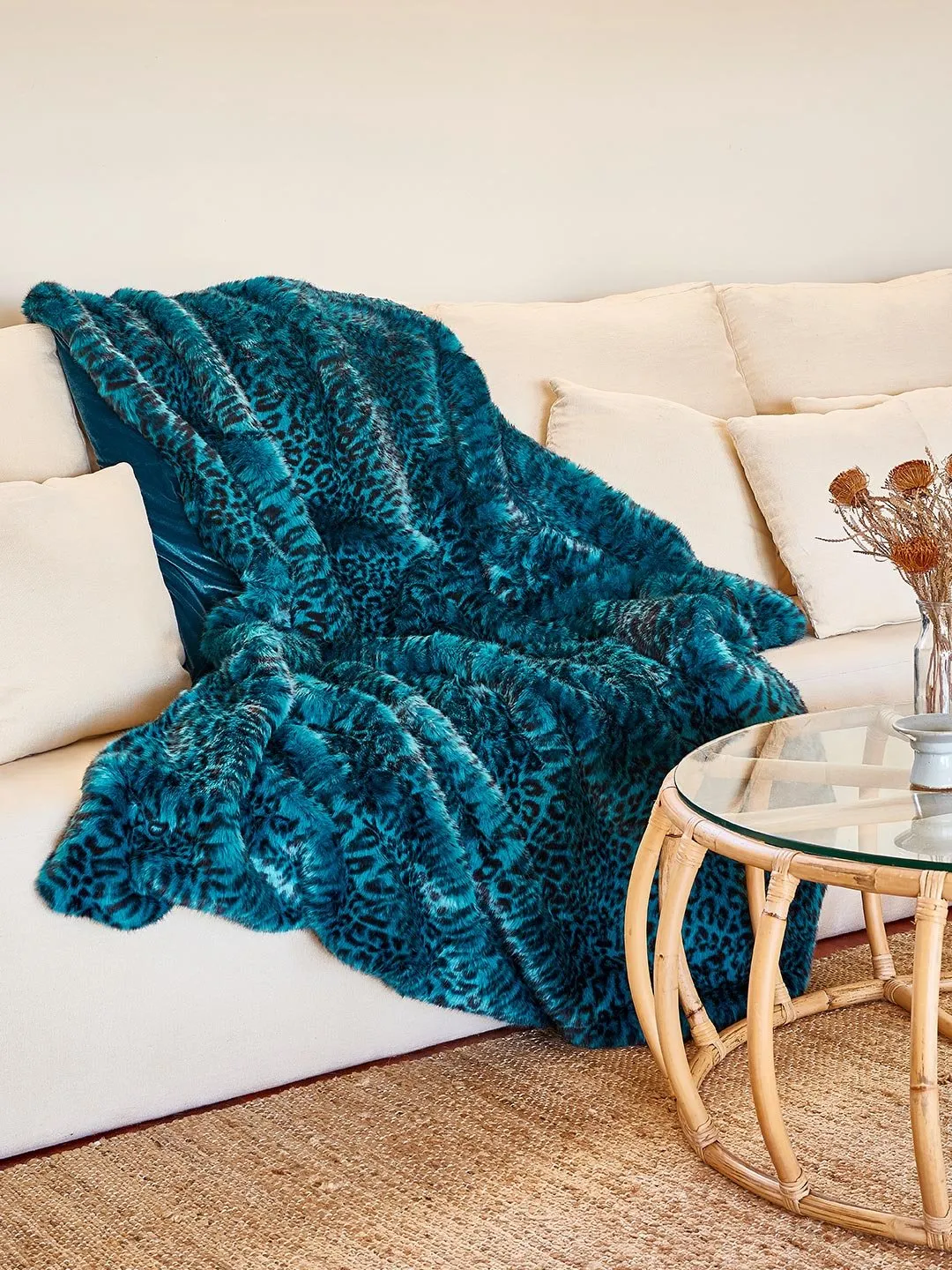 Ice Leopard Luxe Faux Fur Throw