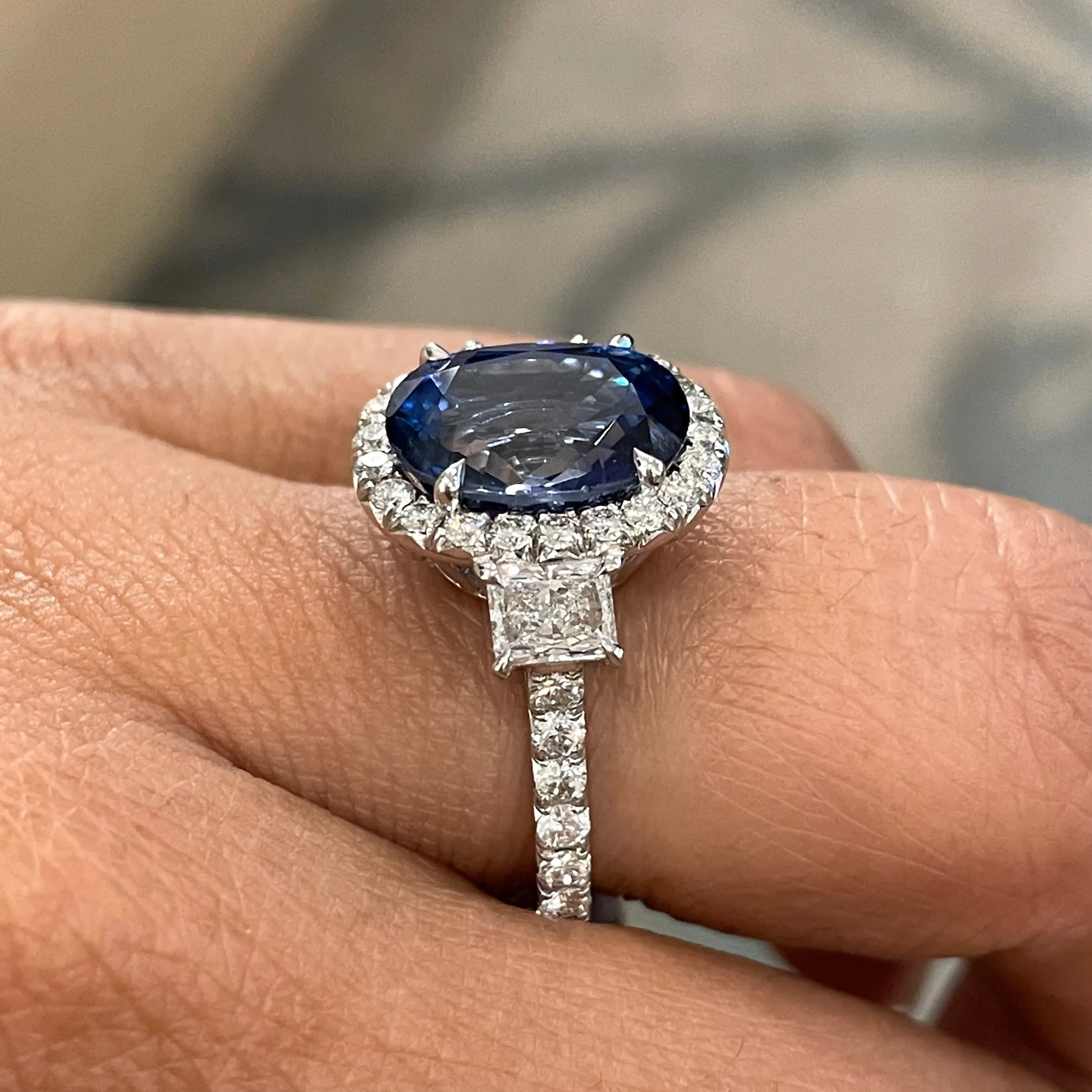 Ice Princess Diamond & Sapphire Ring (7.67 ct Sapphire & Diamonds) in White Gold