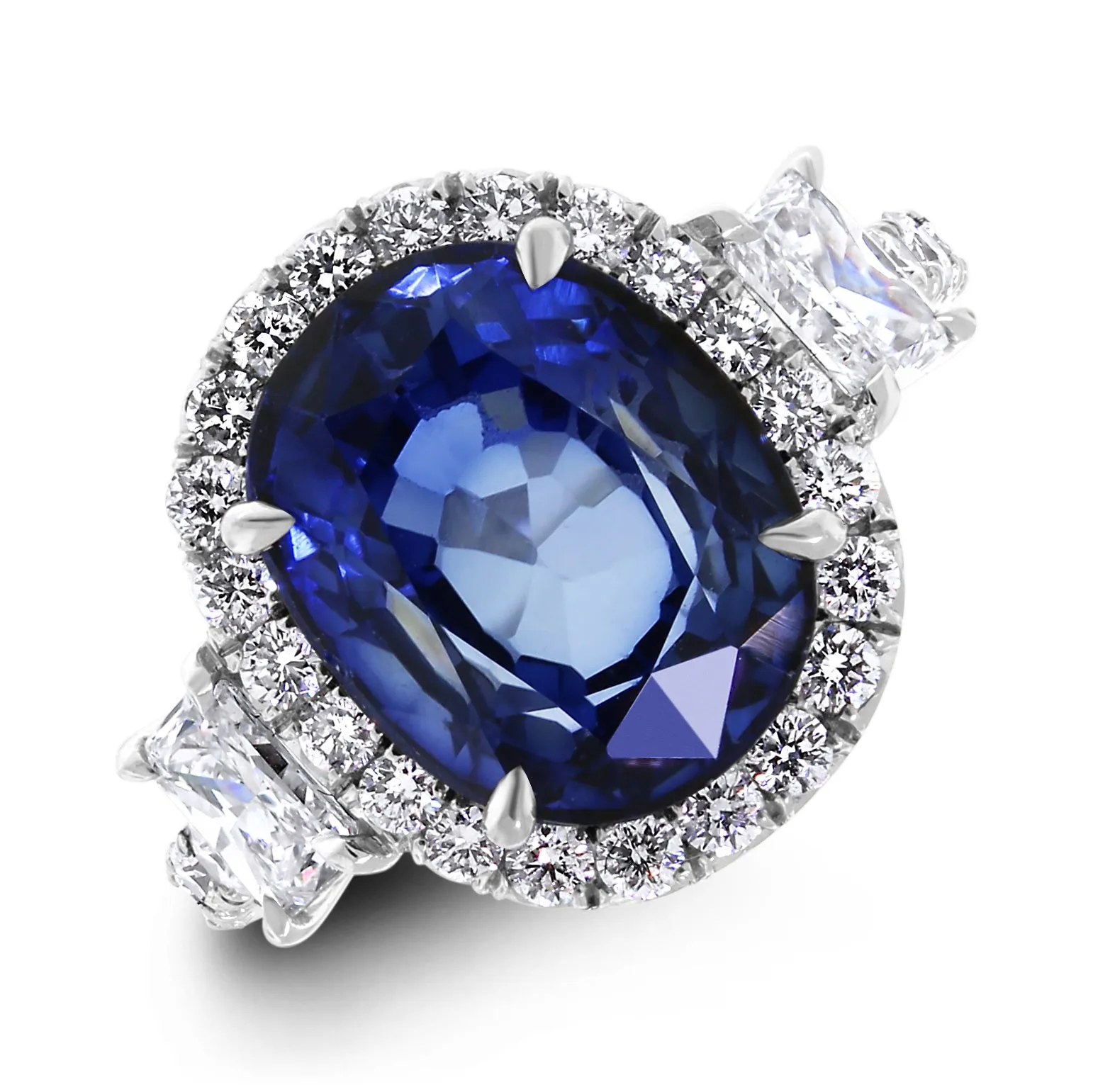 Ice Princess Diamond & Sapphire Ring (7.67 ct Sapphire & Diamonds) in White Gold