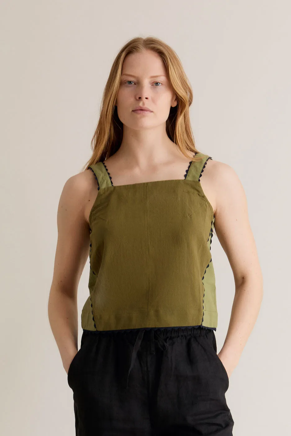 IRIS - Organic Cotton Patchwork Green Top