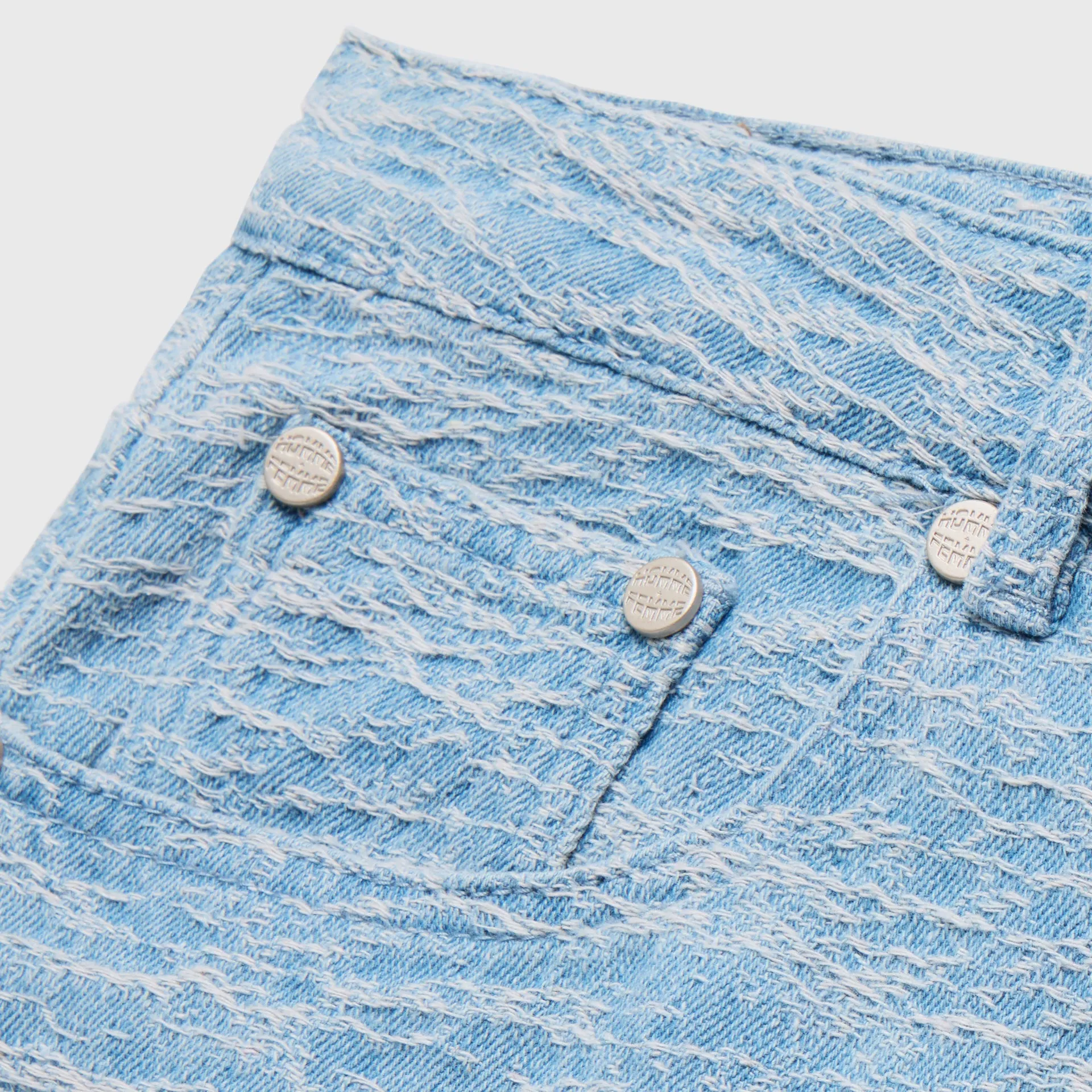 Jaquard Denim Shorts Blue