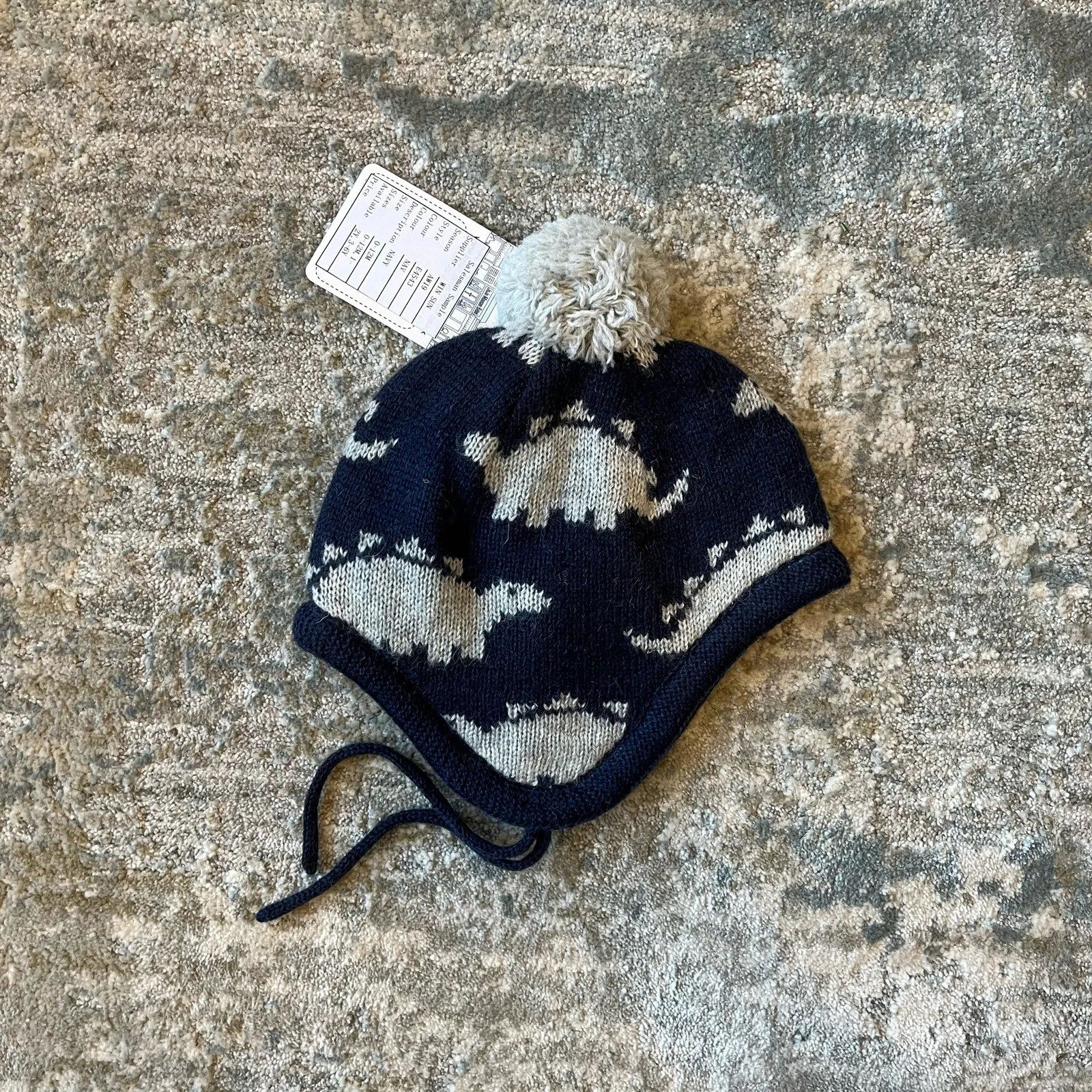 JoJo Maman Bebe Navy Dinosaur Hat & Mittens Set 0-12 Months NWT