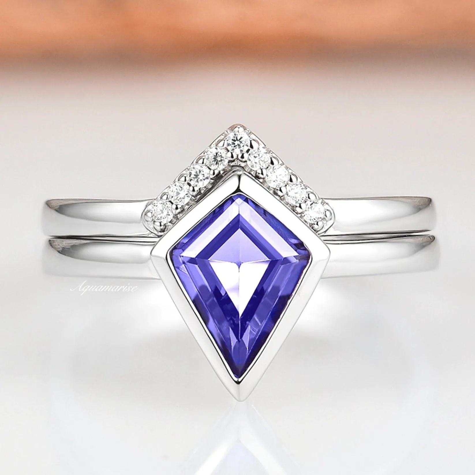 Kite Tanzanite Ring Set- Sterling Silver