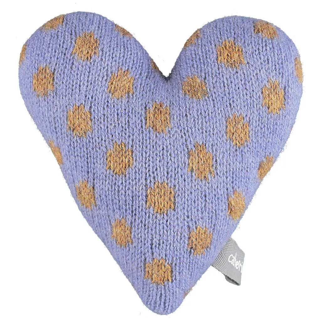 Knitted Polka Dot Purple Heart With Lavender