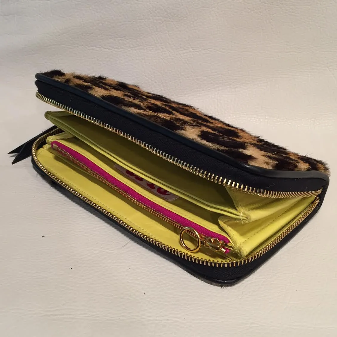 Large Zipper Wallet in Vintage Leopard Fur 50  years old