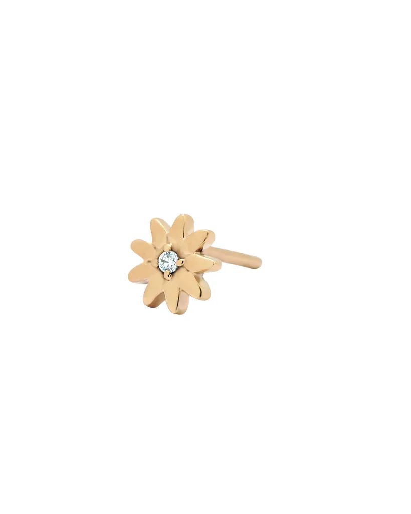 Leilani Solid Gold Flower Diamond Stud