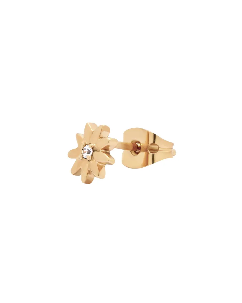 Leilani Solid Gold Flower Diamond Stud