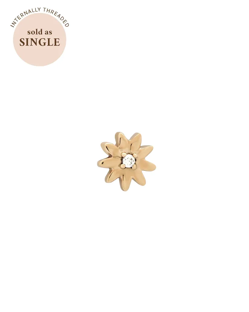 Leilani Solid Gold Flower Diamond Stud