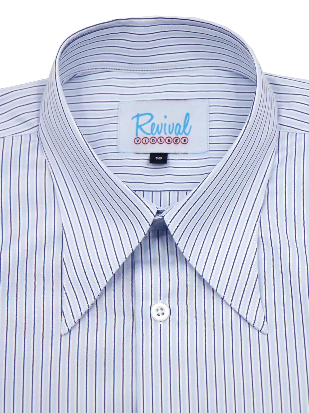 Light Blue Heathfield Stripe Forties Spearpoint Collar Shirt