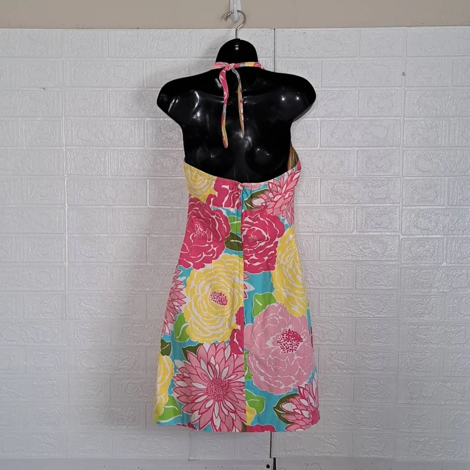 Lilly Pulitzer Vintage Halter Dress Bold Floral Y2K