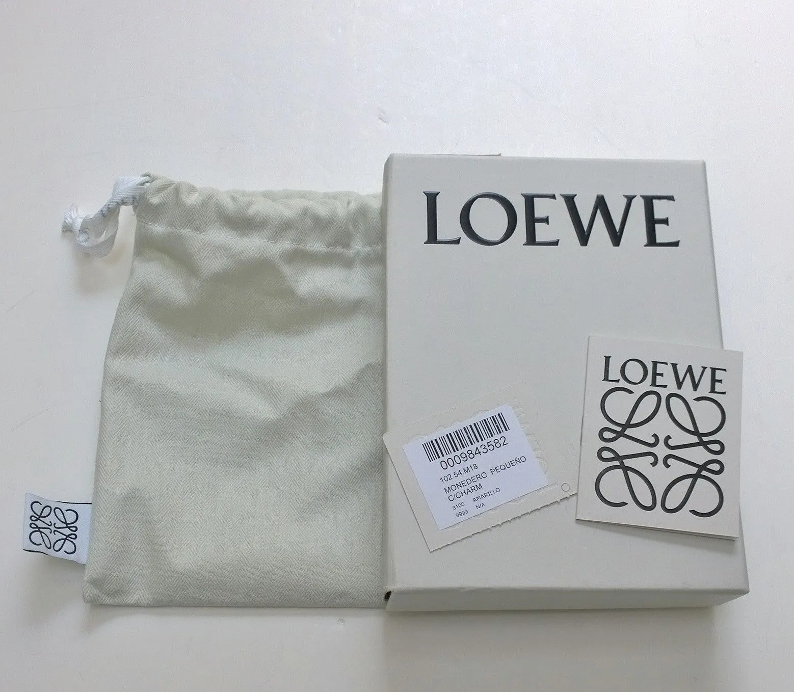 Loewe Yellow Amarillo Leather Card Case with Blue Triangles