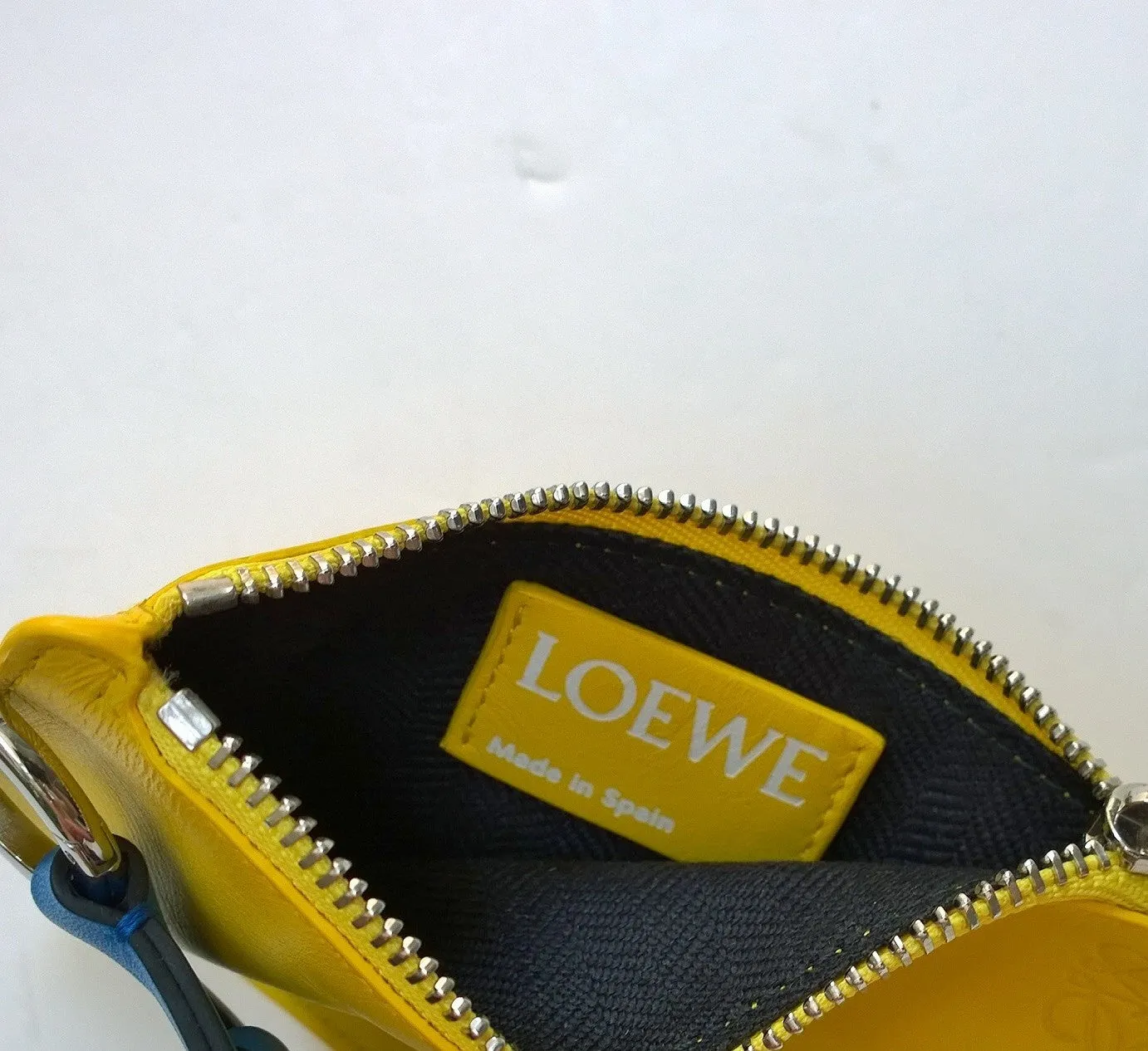 Loewe Yellow Amarillo Leather Card Case with Blue Triangles