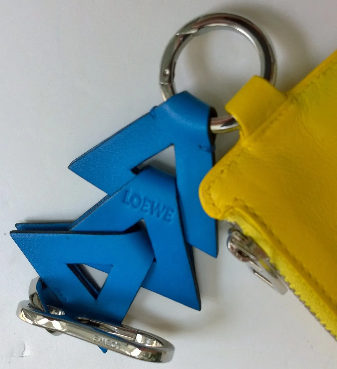 Loewe Yellow Amarillo Leather Card Case with Blue Triangles