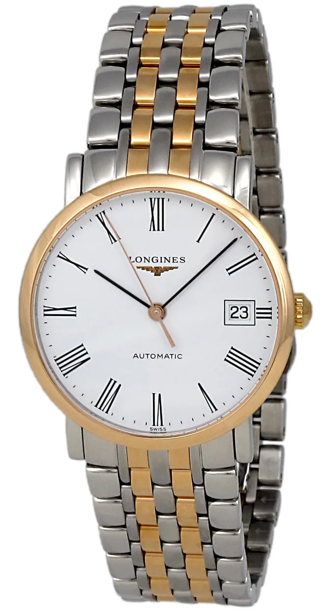 Longines Elegant Collection Automatic Steel & 18k Rose Gold Plated Mens Watch L4.809.5.11.7