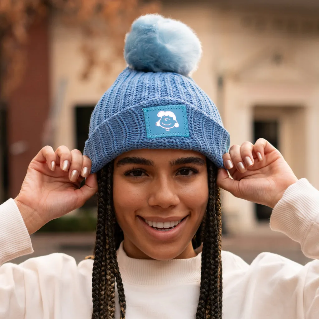 Lucy Soft Blue Pom Beanie