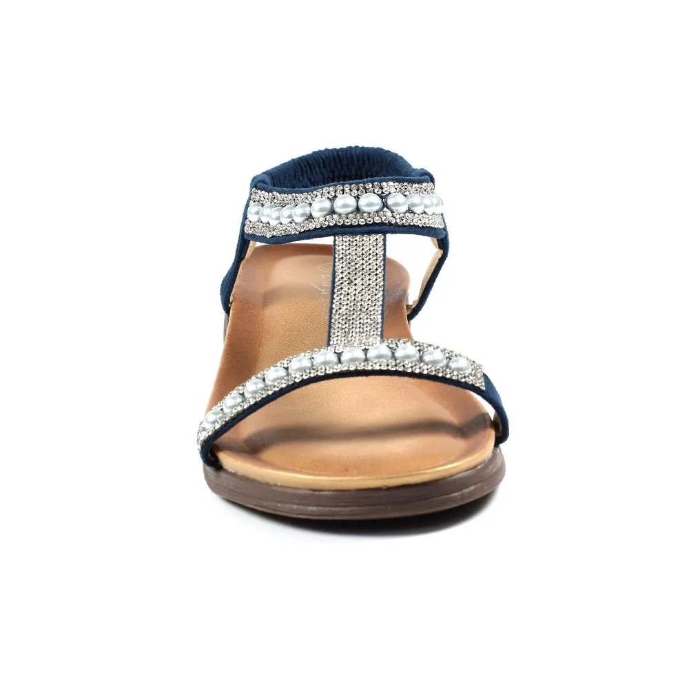 Lunar JLH078 BL - Tancy Blue Pearl Detail Sandal