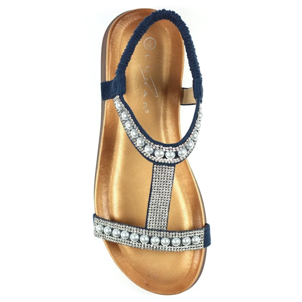 Lunar JLH078 BL - Tancy Blue Pearl Detail Sandal