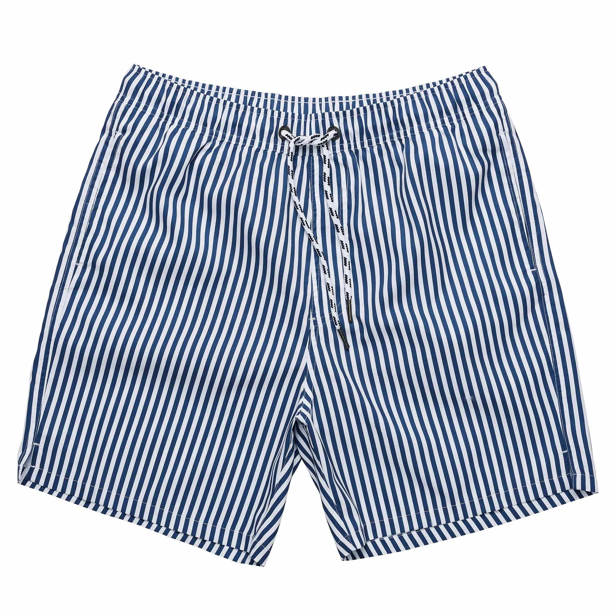 Mens Denim Stripe Comfort Lined Swim Short